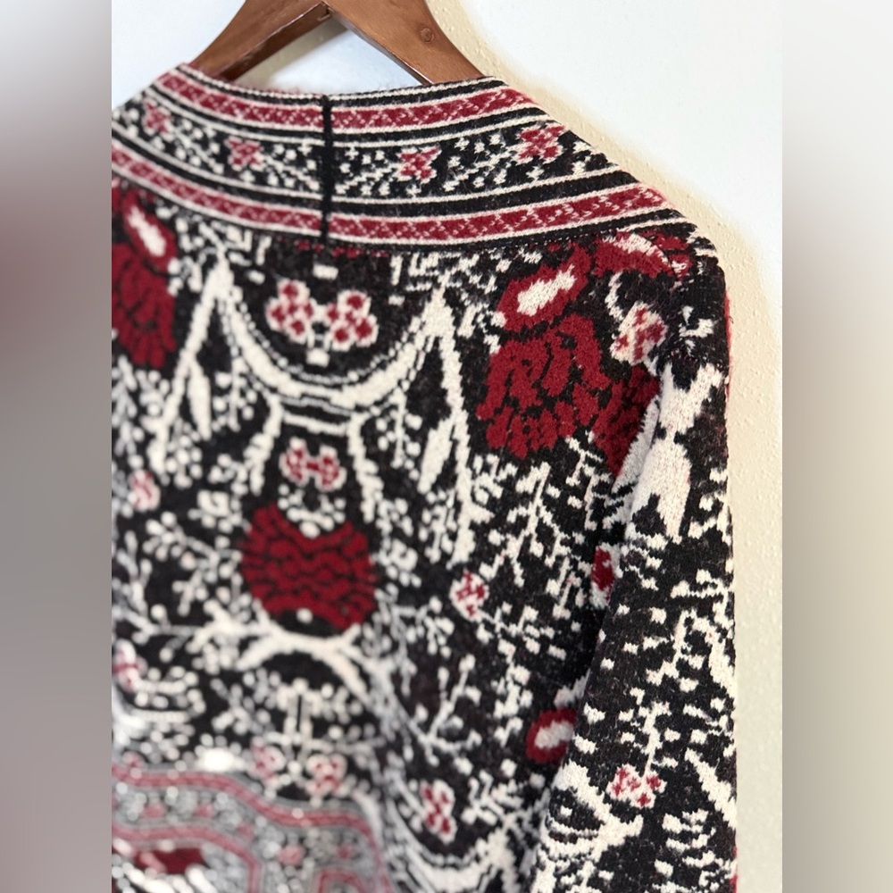MaxSport Heavy Knit Tapestry Duster Coat Floral Black Red NWT Large - Picture 8 of 10